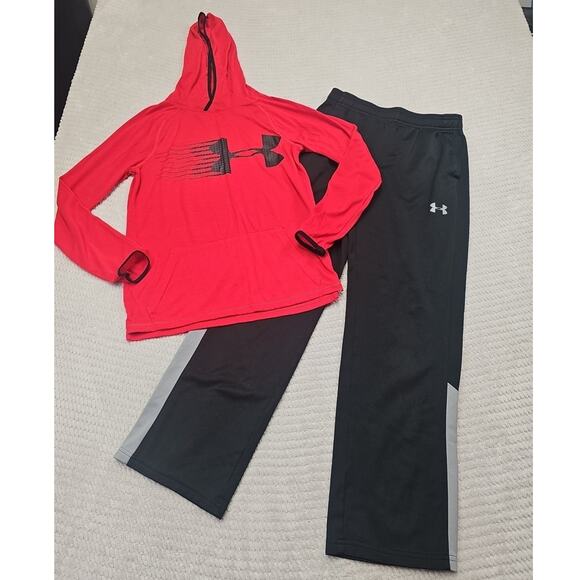 Under Armour Shirt & Pants Boys Youth Large Hooded Long Sleeve Sweats - Picture 1 of 10